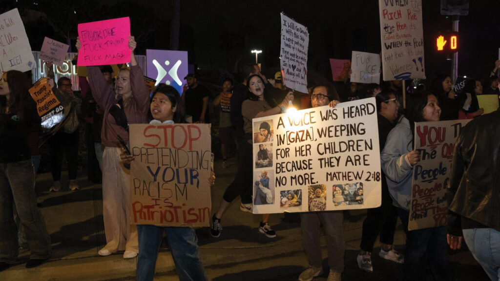 Protesters Demonstrate Against Turning Point USA Make Heaven Crowded Event in Riverside